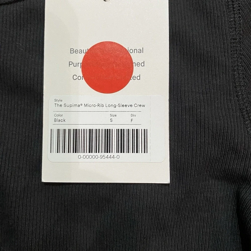 Everlane NWT Supima Cotton Luxe Micro-rib Long Sleeve Crew Black Small - Picture 7 of 8